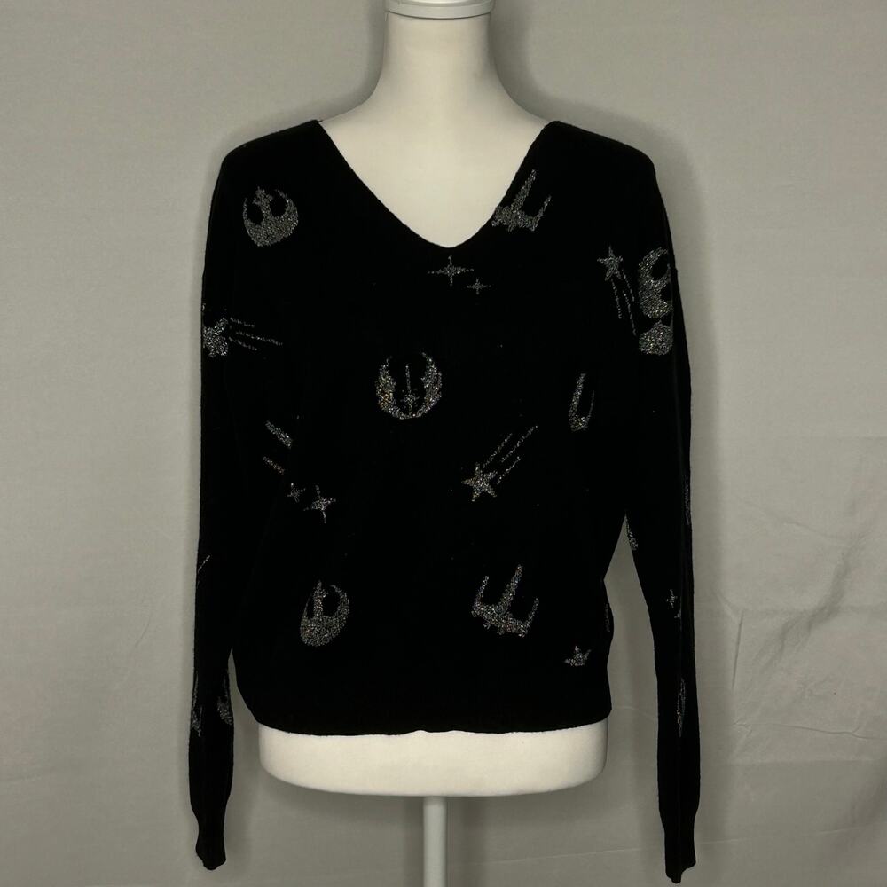 Star Wars Her Universe Rebel Symbols Black Knit Sweater Women’s SM